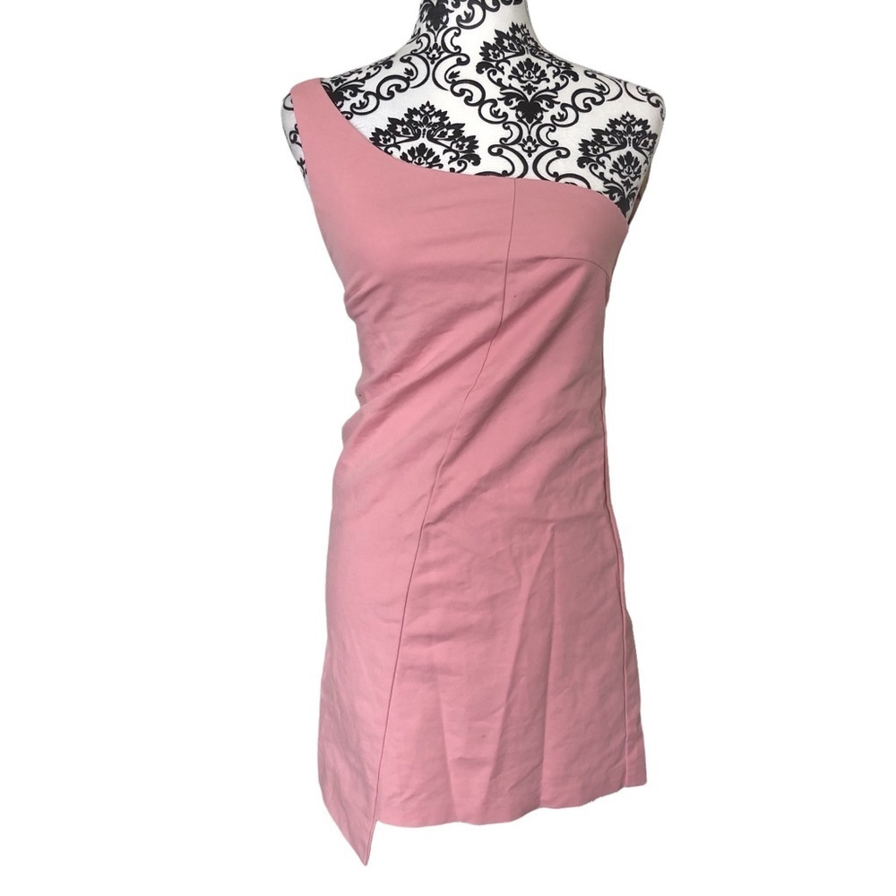ZARA Pink One-Shoulder Aysmmetrical Mini Dress